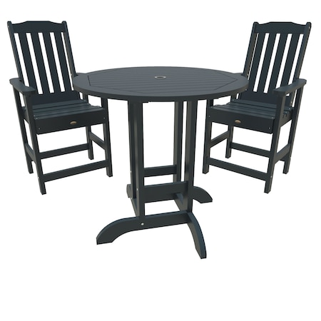Highwood Usa Lehigh 3pc Round Counter Height Outdoor Patio Furniture Dining Set AD-CNL36-FBE